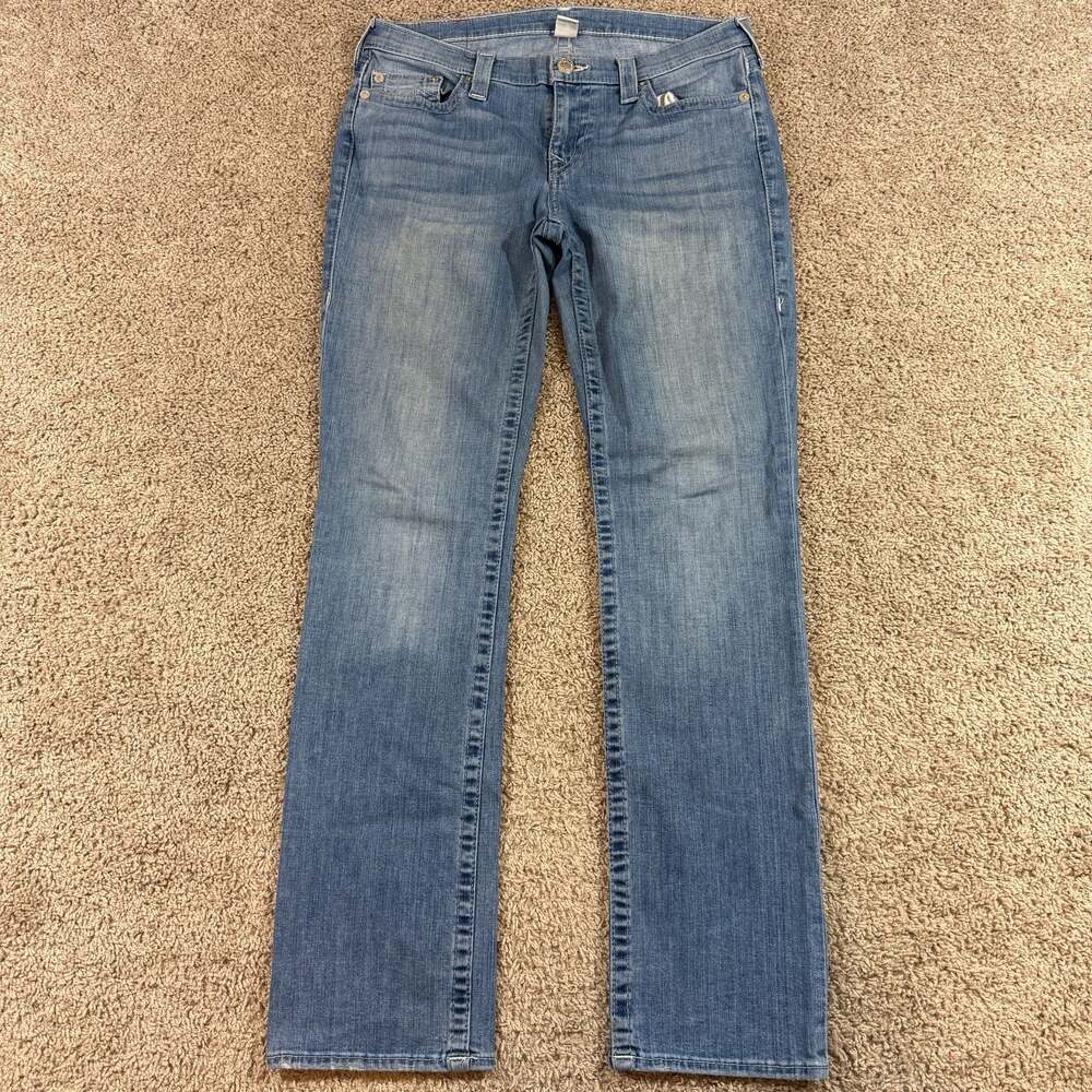 True Religion Joey Straight SN Naturaline Womens 32 Light Wash Stretch Jeans